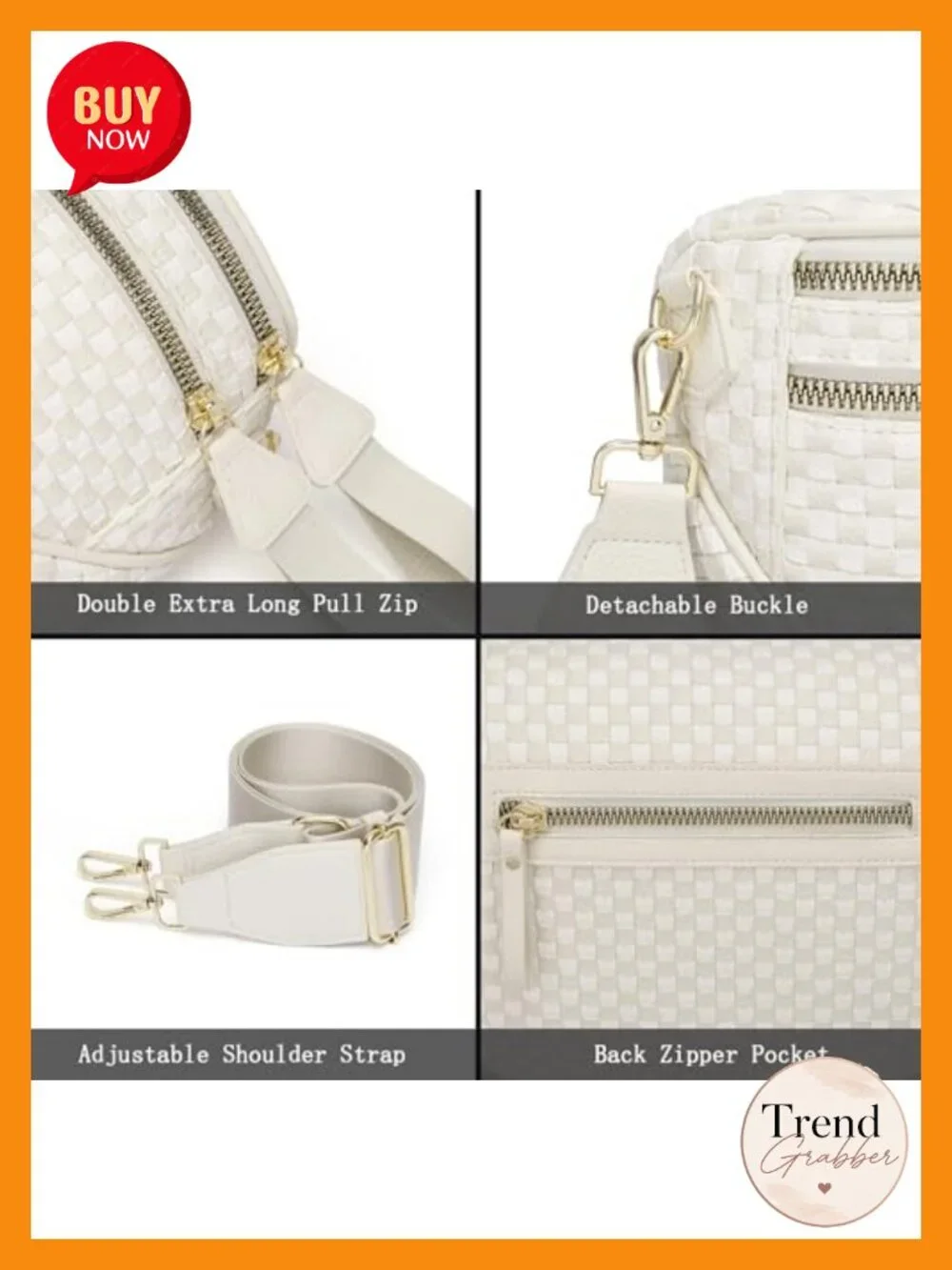 Woven Vegan Leather Crossbody Bag Sling Waist Bag Adjustable Strap